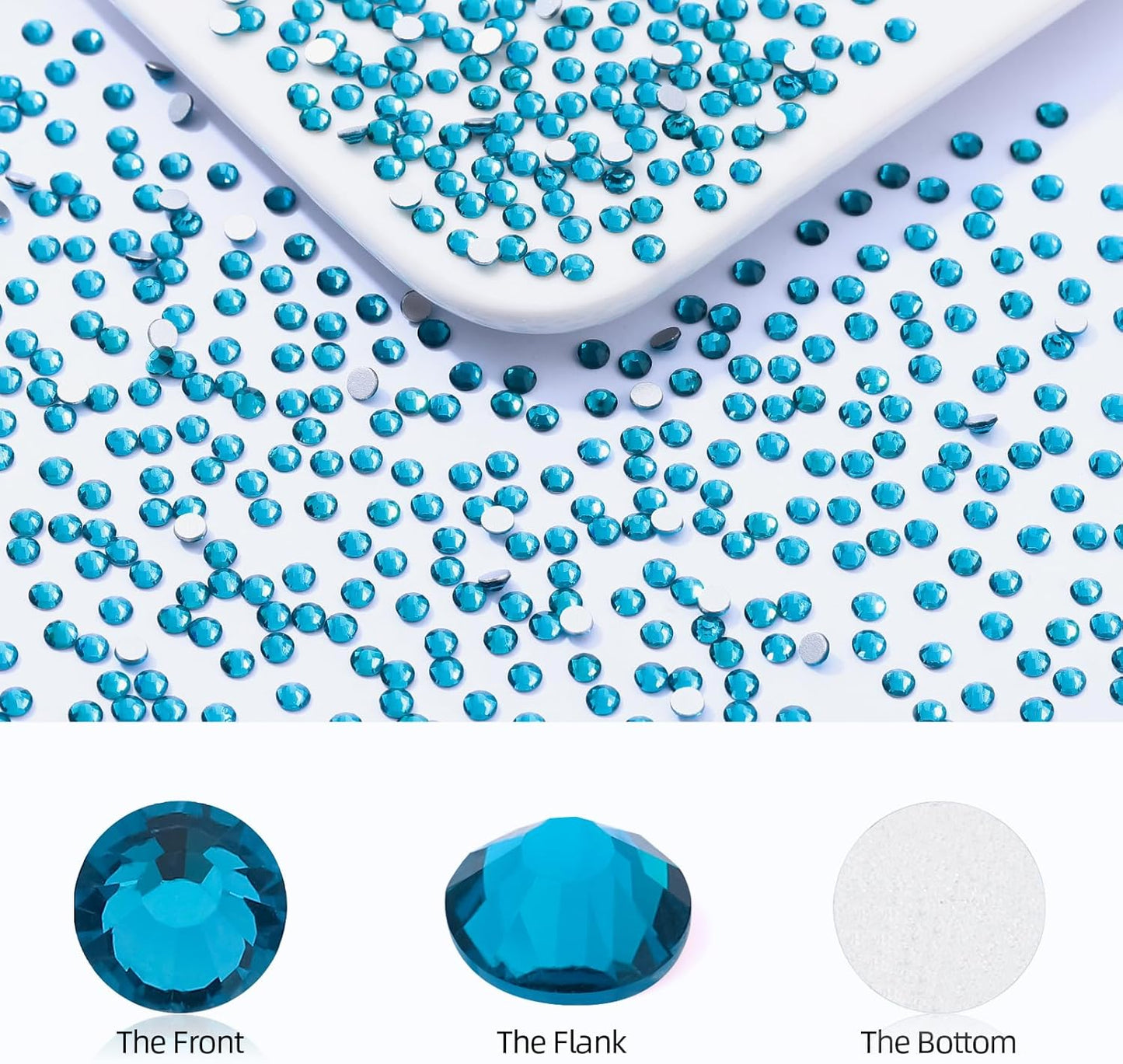 Malachite Blue Flatback Rhinestones, Glass Rhinestones for Nail Art and Craft, Glue Fix, Loose Crystal Gemstones(Malachite Blue, SS8, 2880pcs, 2.3-2.5mm)