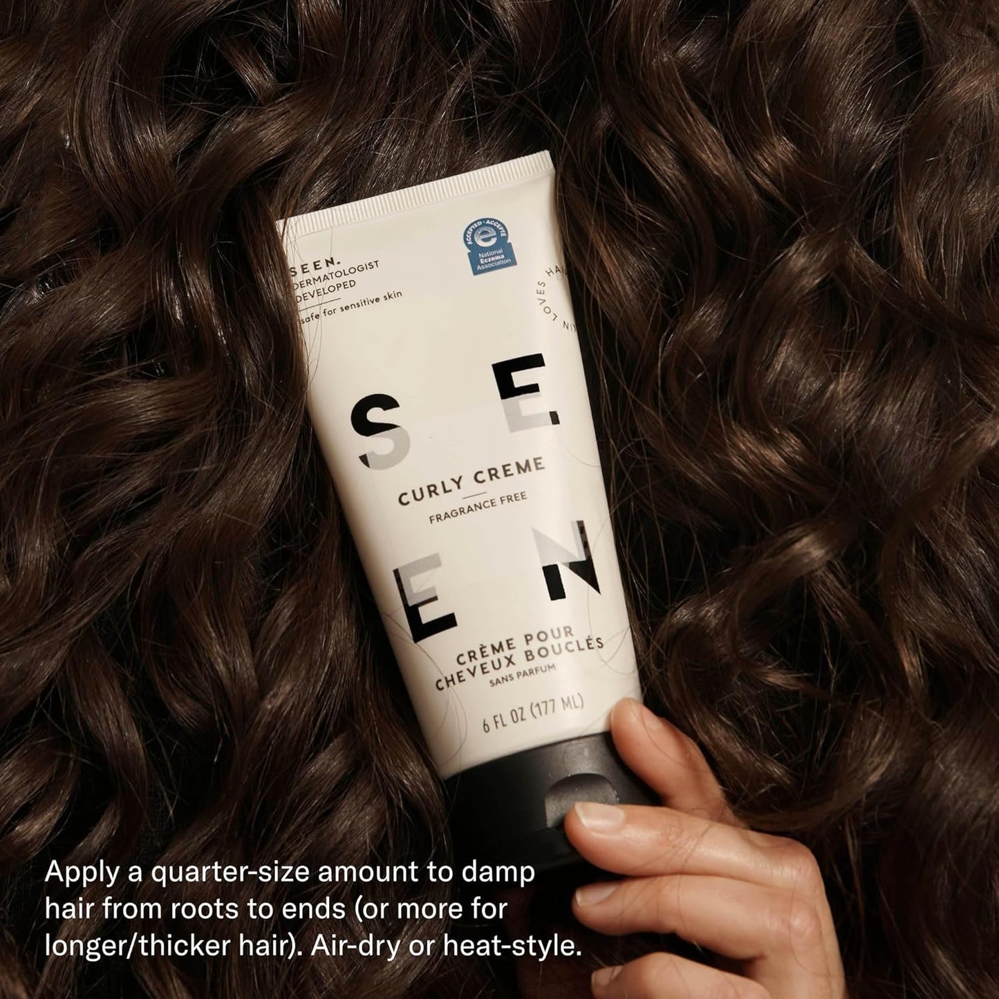 SEEN Curly Creme, Fragrance Free - Non-Comedogenic & Sulfate Free Curl Defining Styling Hair Cream- Anti Frizz- Heat Protectant- Safe for Sensitive Skin