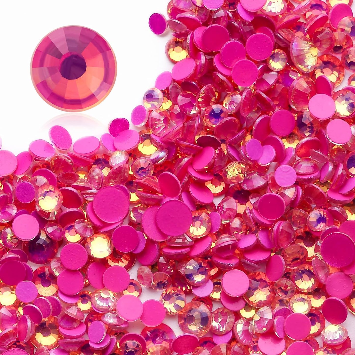 F Rose Flatback Rhinestones, Glass Rhinestones for Nail Art and Craft, Glue Fix, Loose Crystal Gemstones(F Rose, SS8, 1440pcs, 2.3-2.5mm)