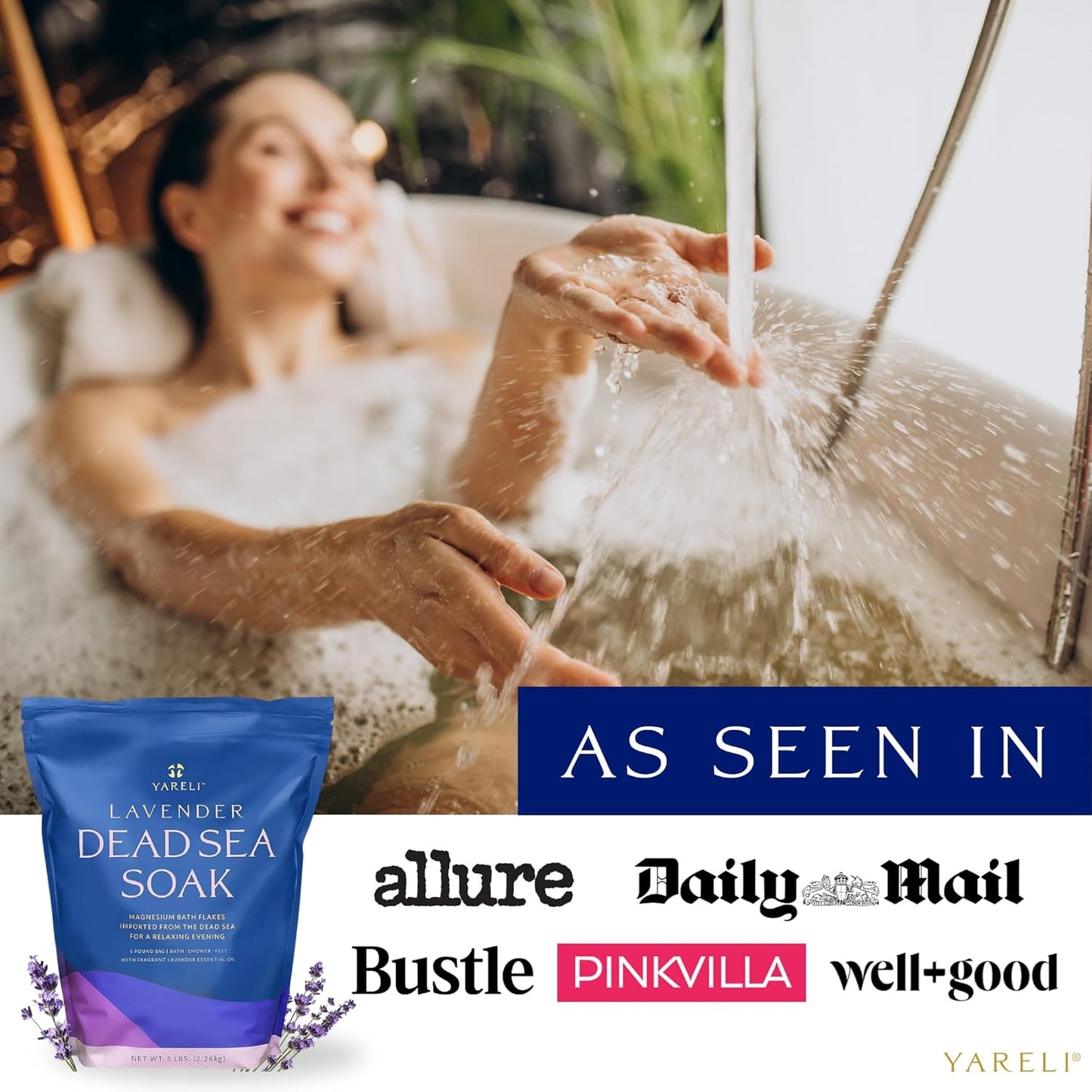 Magnesium Flakes, 5lb Lavender, Dead Sea Bath and Foot Soak, Alternative to Epsom Salt with Over 250,000mg of Magnesium Chloride Per Bag