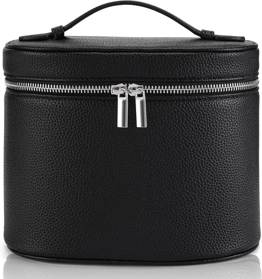 Makeup Bag Vanity Case Cosmetic Bag with Removable Divider Travel Toiletry Bag for Women Portable Make up Box Organizer, Black