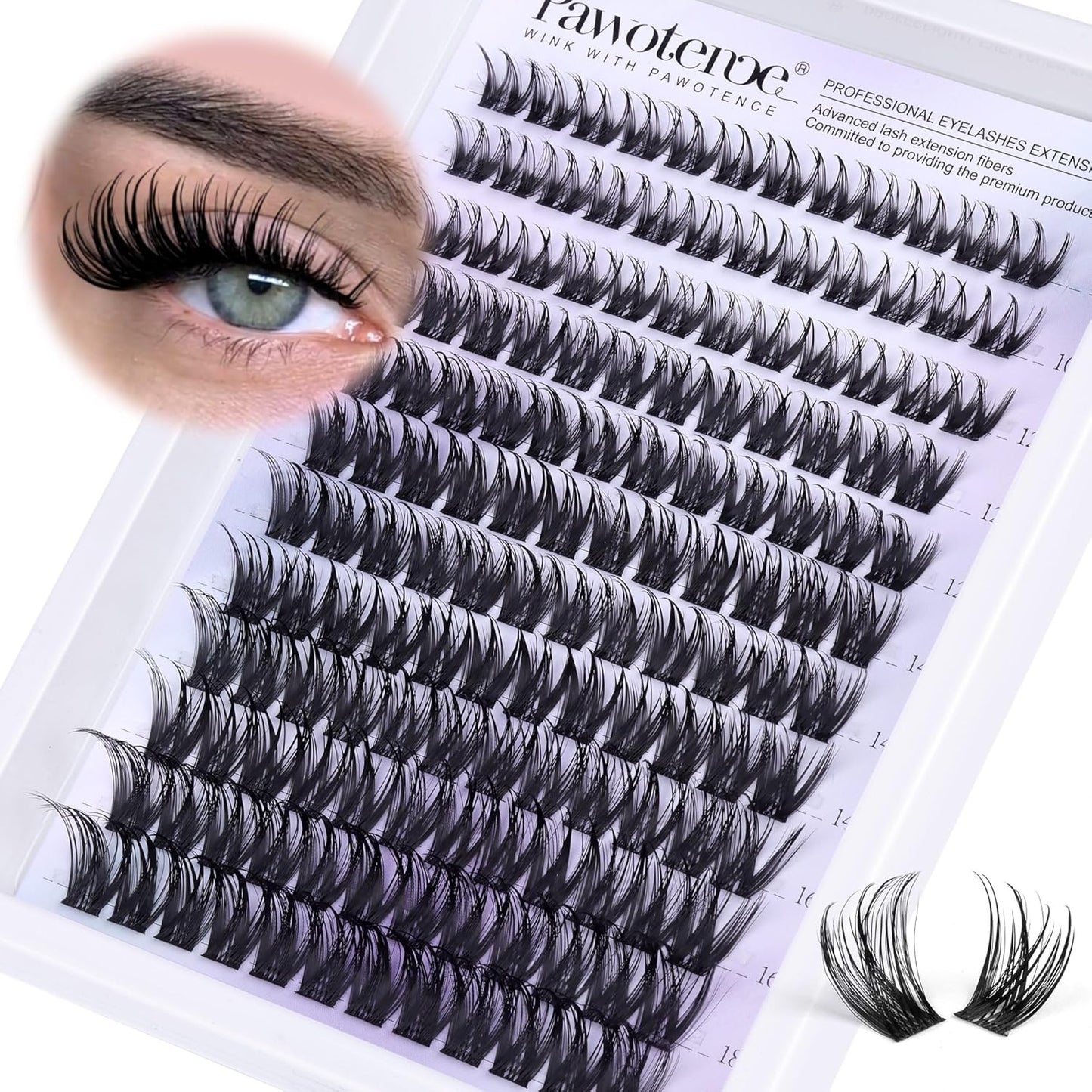 Pawotence Lashes Clusters Wispy Cluster Eyelash Extensions 144pcs Individual Lashes Wet Look 10-18mm Lash Extension DIY False Eyelashes Soft Comfortable Eyelash Clusters
