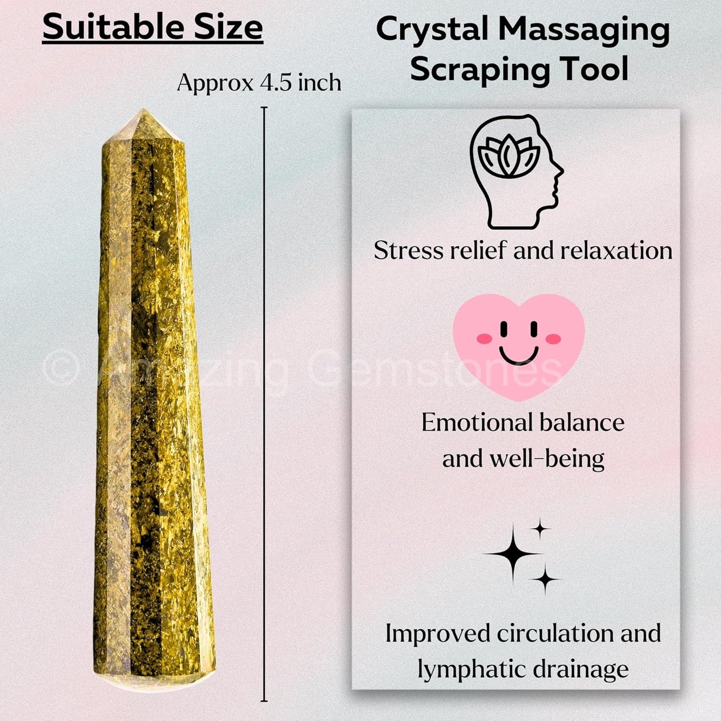 Amazing Gemstone Bronzite Crystal Wand Massage Stick - Pelvic Wand Gua Sha for Adults - Crystals and Healing Stones Massage Wands for Adults Gifts (Pointed)