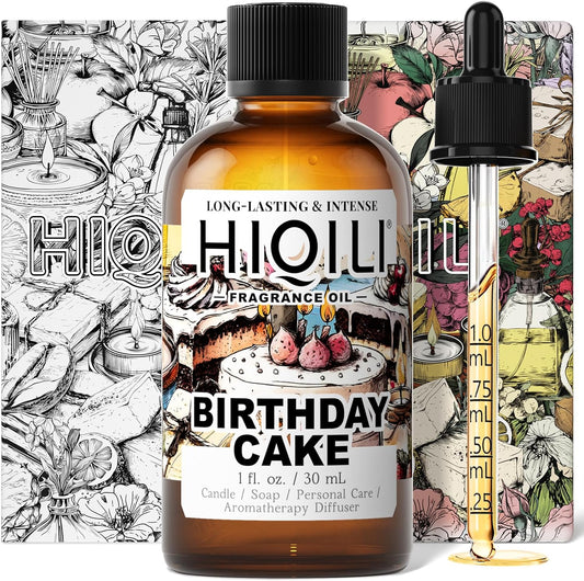HIQILI Birthday Cake Fragrance Oil for Diffusers, Candle & Soap Making, Add to Aromatic Air Freshener Spray, Premium Grade - 1Fl Oz