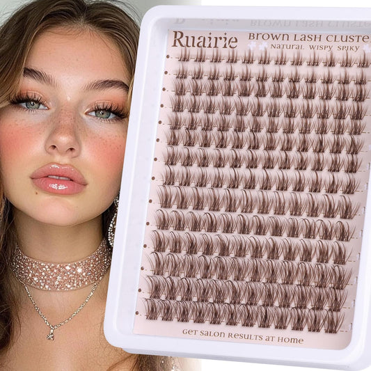 Brown Lash Clusters Invisible Band Eyelash Clusters Manga Cluster Lashes Natural Lashes Clusters C Curly 8-16mm Wispy Cluster Eyelash Extensions 168pcs DIY Individual Lashes by Ruairie