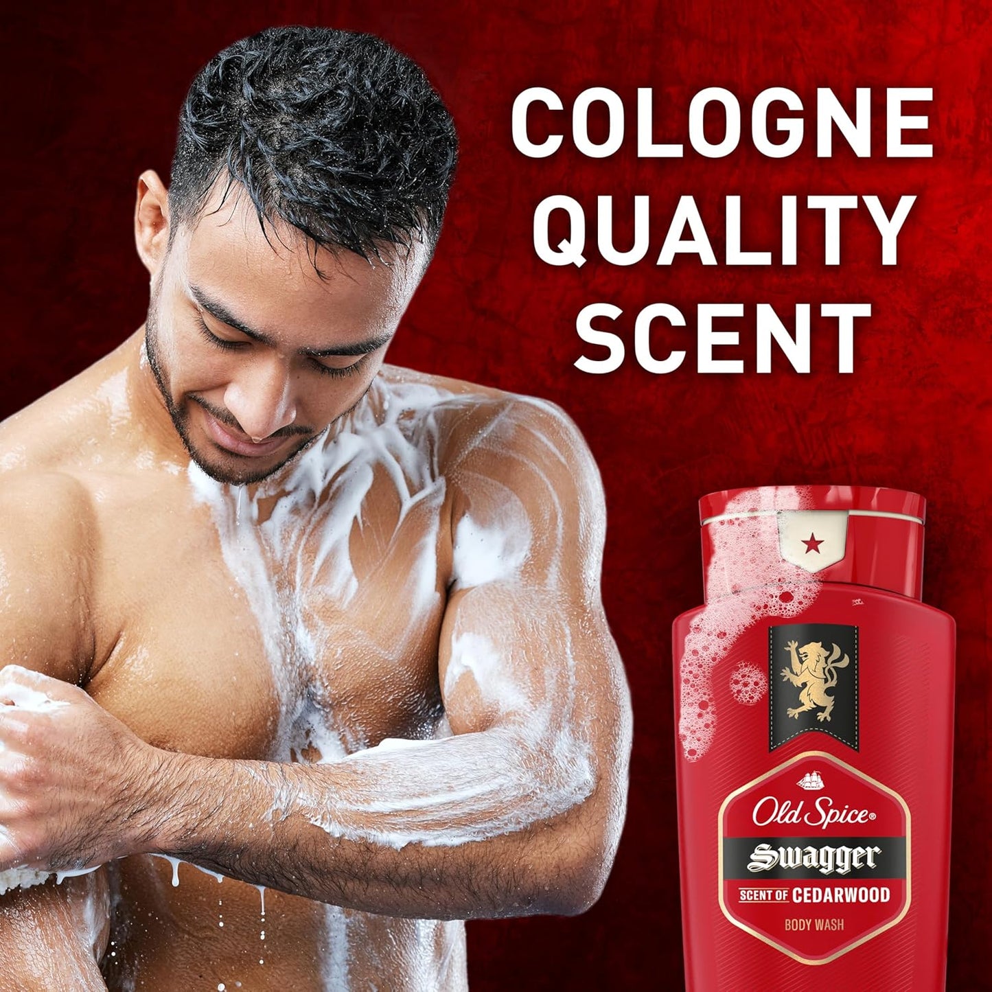 Old Spice Refreshing Body Wash for Men, 3X Defense, 24/7 Shower Fresh with Long Lasting Scent, Red Collection, Swagger with Cedarwood Scent, 24 oz (Pack of 4)