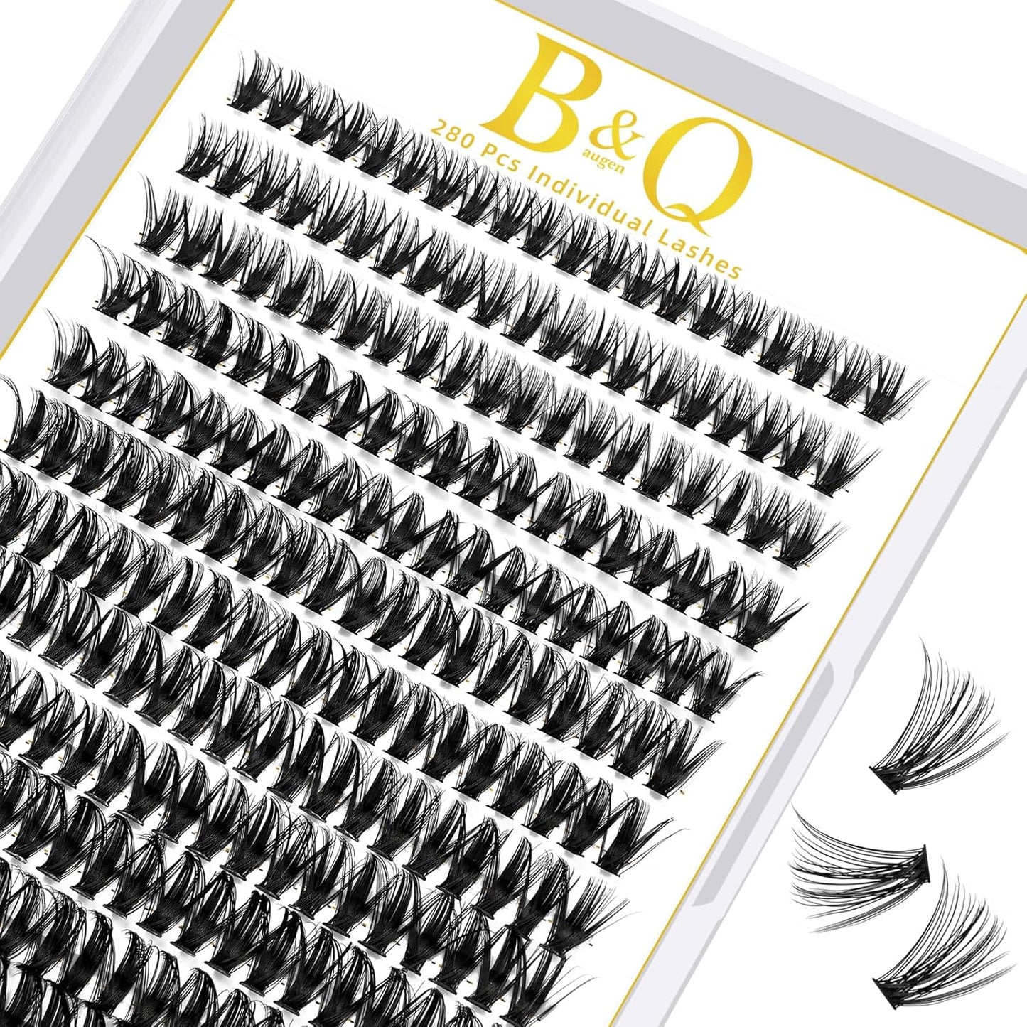 B&Qaugen Lash Clusters 50D-D-14mm Individual Lashes 280 Clusters False Eyelash 30D 40D 50D Lash Clusters Extensions Individual Lashes Cluster DIY Eyelash Extensions at Home (50D-D,14mm)