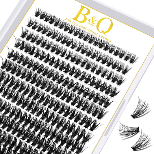 B&Qaugen Lash Clusters 50D-D-15mm Individual Lashes 280 Clusters False Eyelash 30D 40D 50D Lash Clusters Extensions Individual Lashes Cluster DIY Eyelash Extensions at Home (50D-D,15mm)