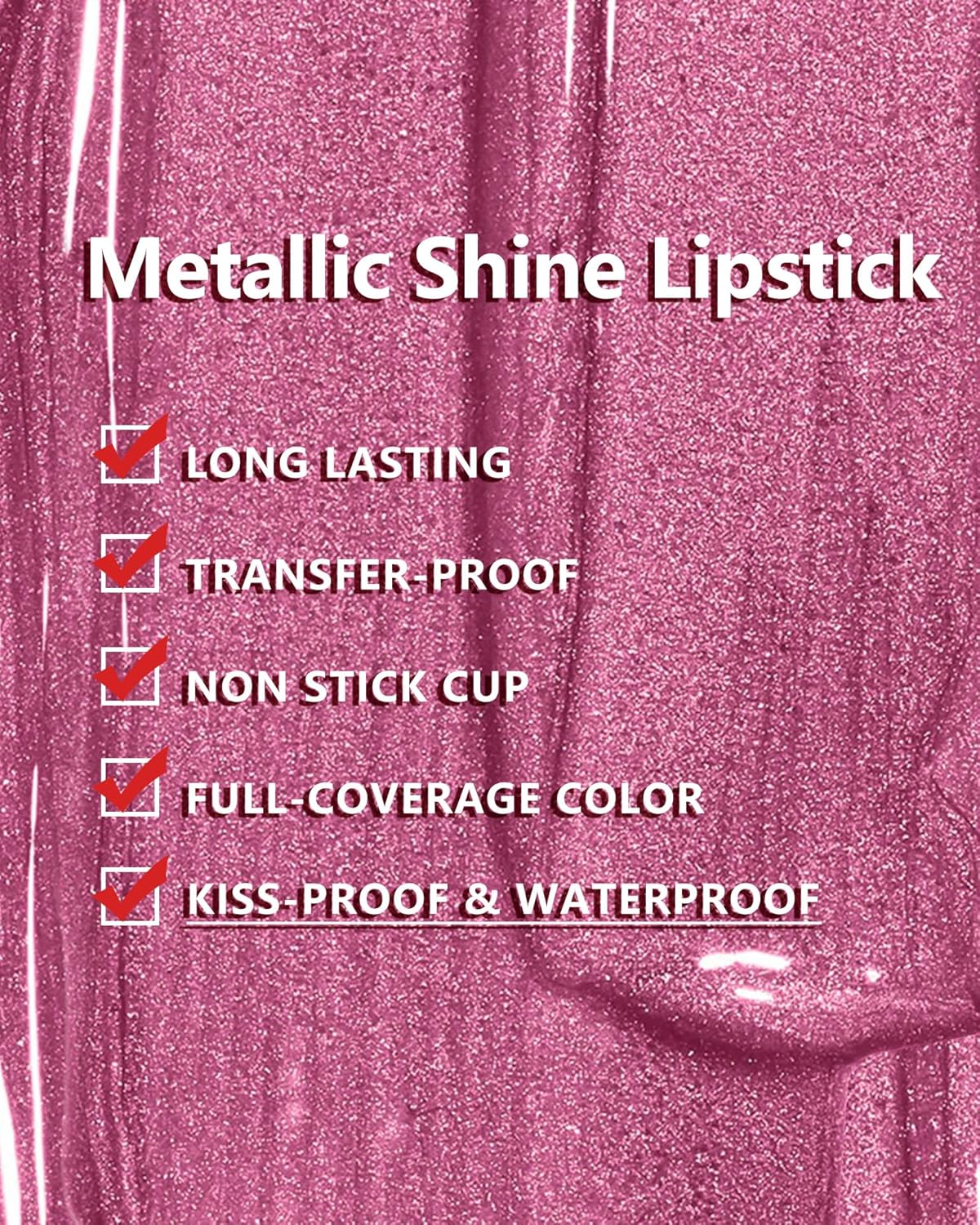 MAKI YIKA Metallic Pink Lipstick for Women Nude Lipsticks Long Lasting Shine Glitter Lipstick No Smudge No Transfer Liquid Lip Gloss (BR010 Sweet Sugar)