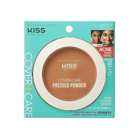 KISS Cover and Care Acne Control Pressed Powder Shine Free Face Light Weight Makeup Setting Powder - APP328 (Honey Beige)