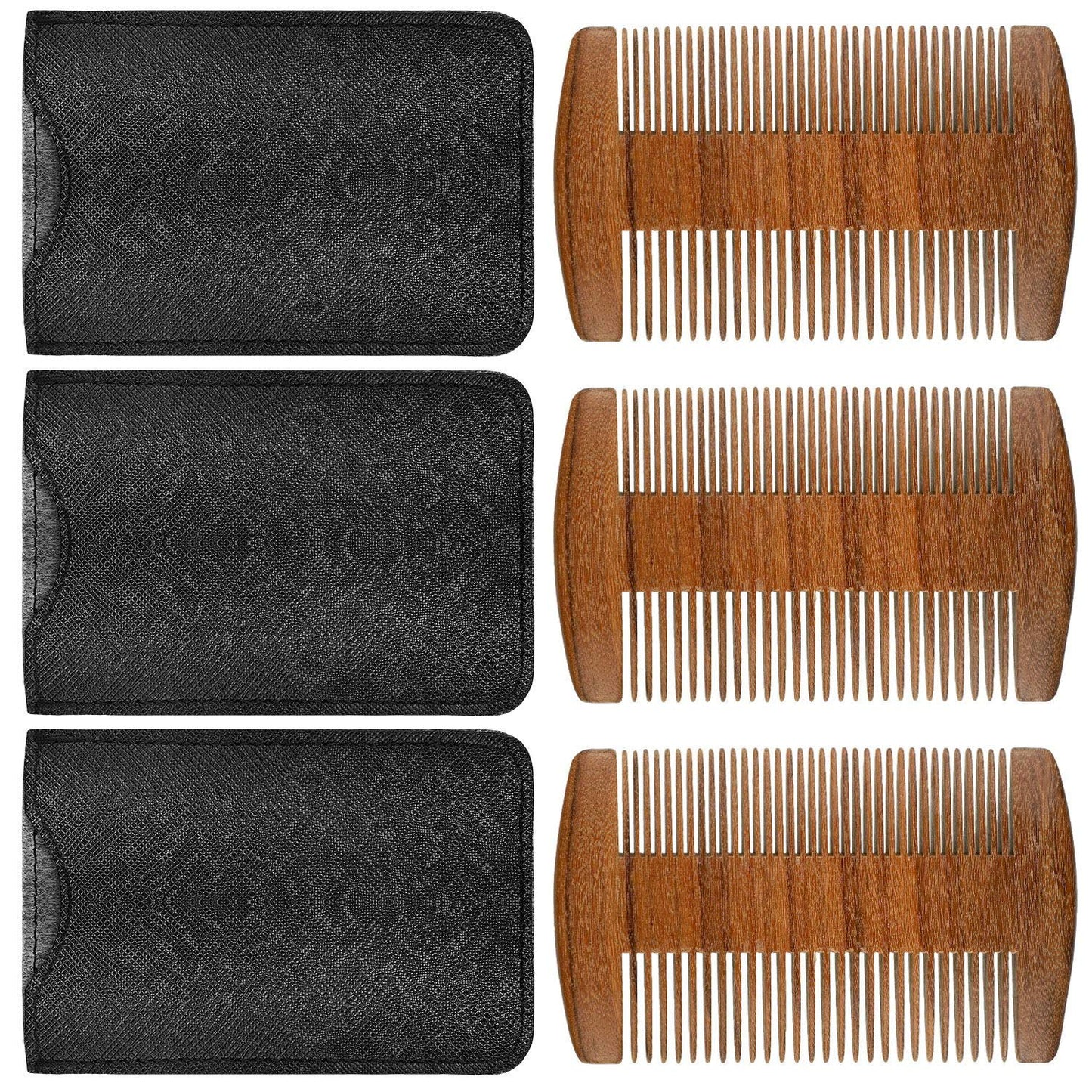 3 Pieces Beard Comb for Men Natural Sandalwood Wooden Mustaches Combs