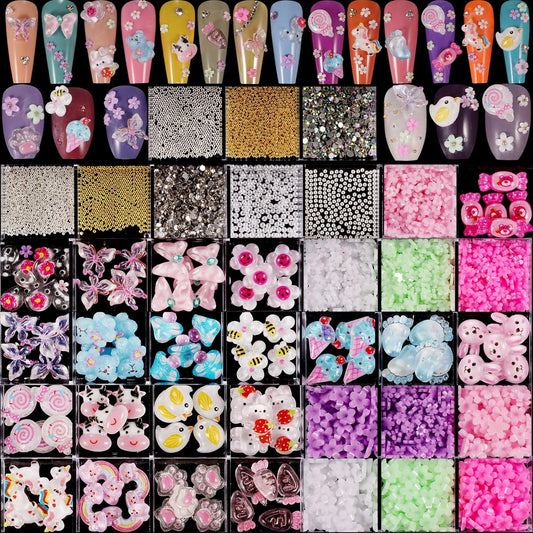 250pc 3D Nail Charms Set - Diverse Shapes & Colors for Acrylic Nails & DIY Crafts (#5)
