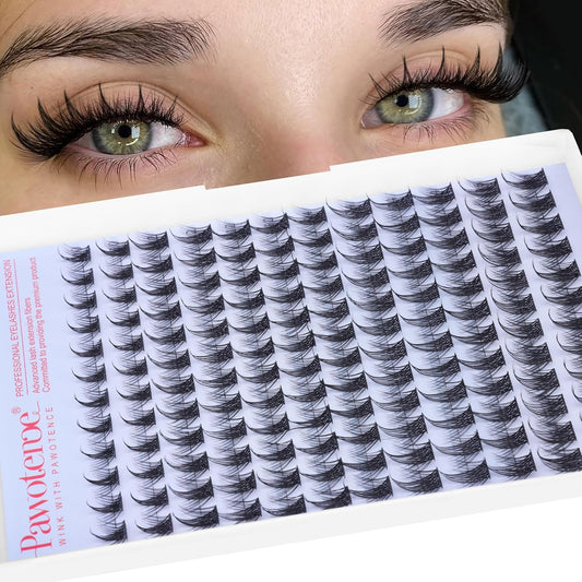 Pawotence Fairy Lash Clusters Natural Eyelash Clusters 10-16mm Manga Lashes Cluster Eyelash Extensions 144pcs Anime Individual Cluster Lashes Wispy for DIY Lash Extension