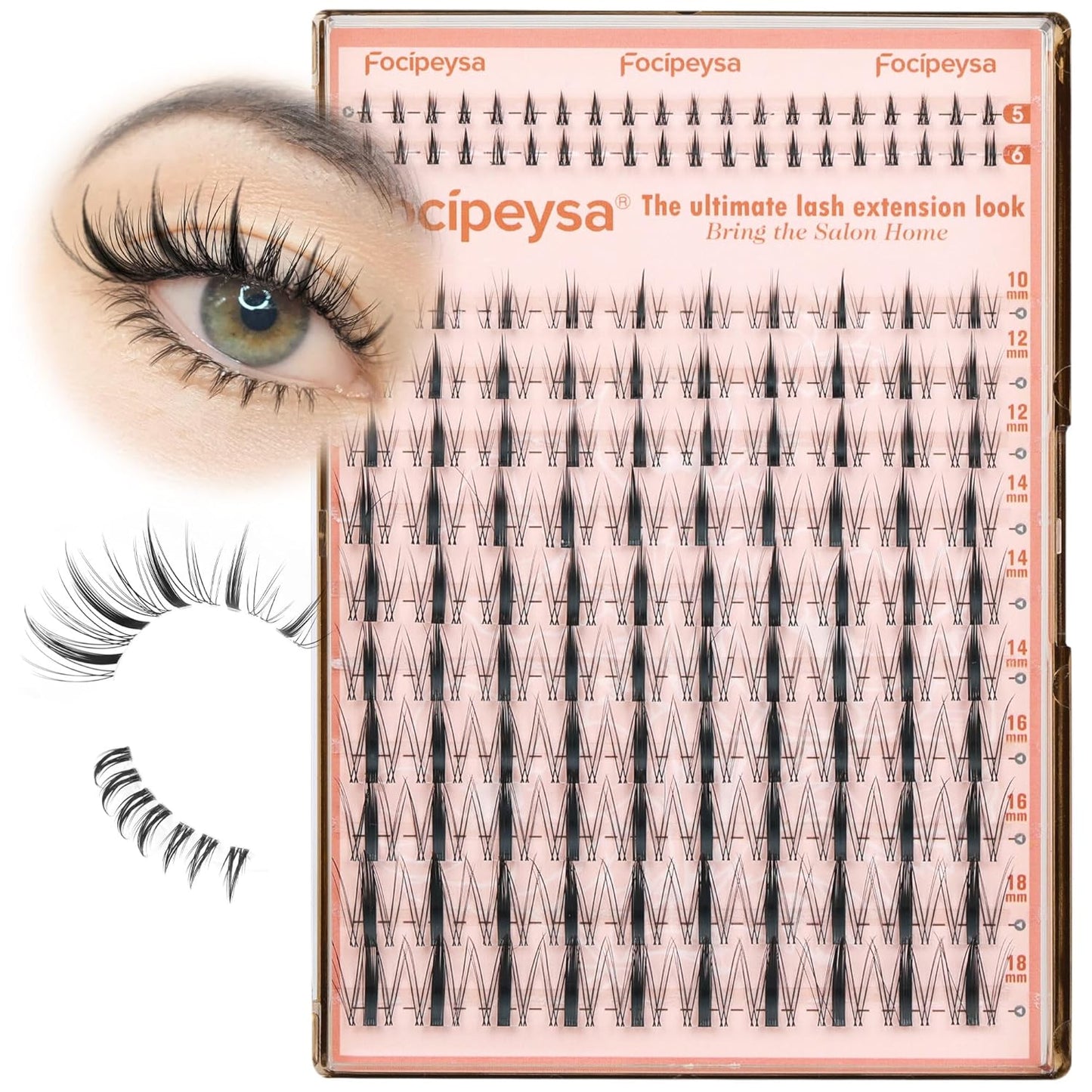 Focipeysa Manga Lash Clusters Wispy Cluster Lashes 140pcs Clusters Lash Extensions with Bottom Lashes 10-18mm Mixed D Curly Individual Eyelash Extensions Spiky DIY Lash Extension at Home